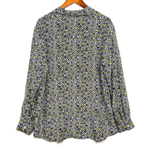 August Max Woman 12W 100% Silk Retro Print Buttoned Top Funky 70s Luxury Costume - Picture 4 of 10